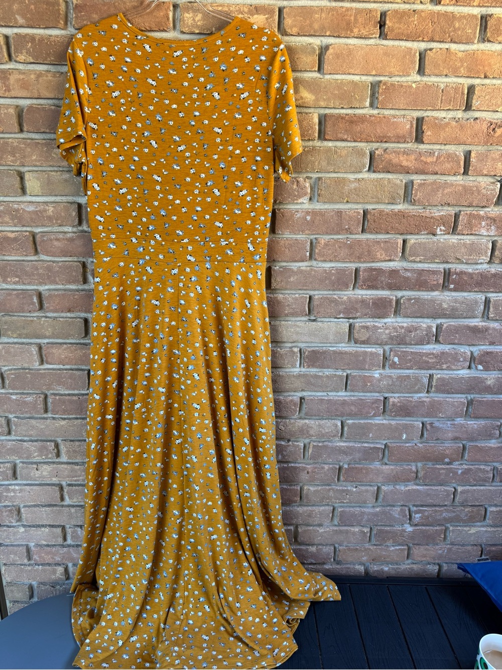 Women’s Floral Mustard Wrap Maxi Dress - Picture 5 of 7